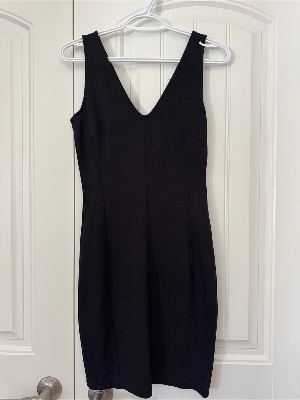 Classic Black V-Neck Sheath Dress - Women's